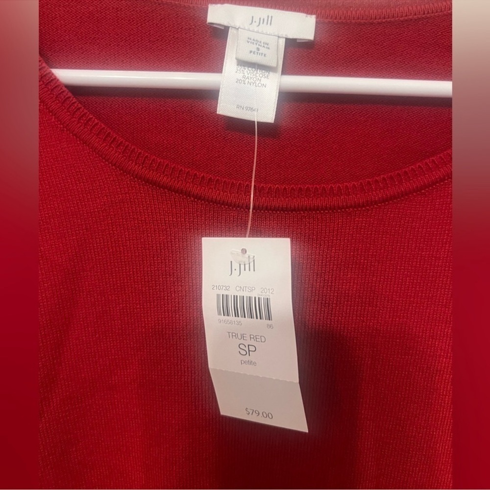 PETITE SMALL J Jill true Red Scoop Neck
Lightweight Ribbed Sides Sweater - Picture 4 of 16